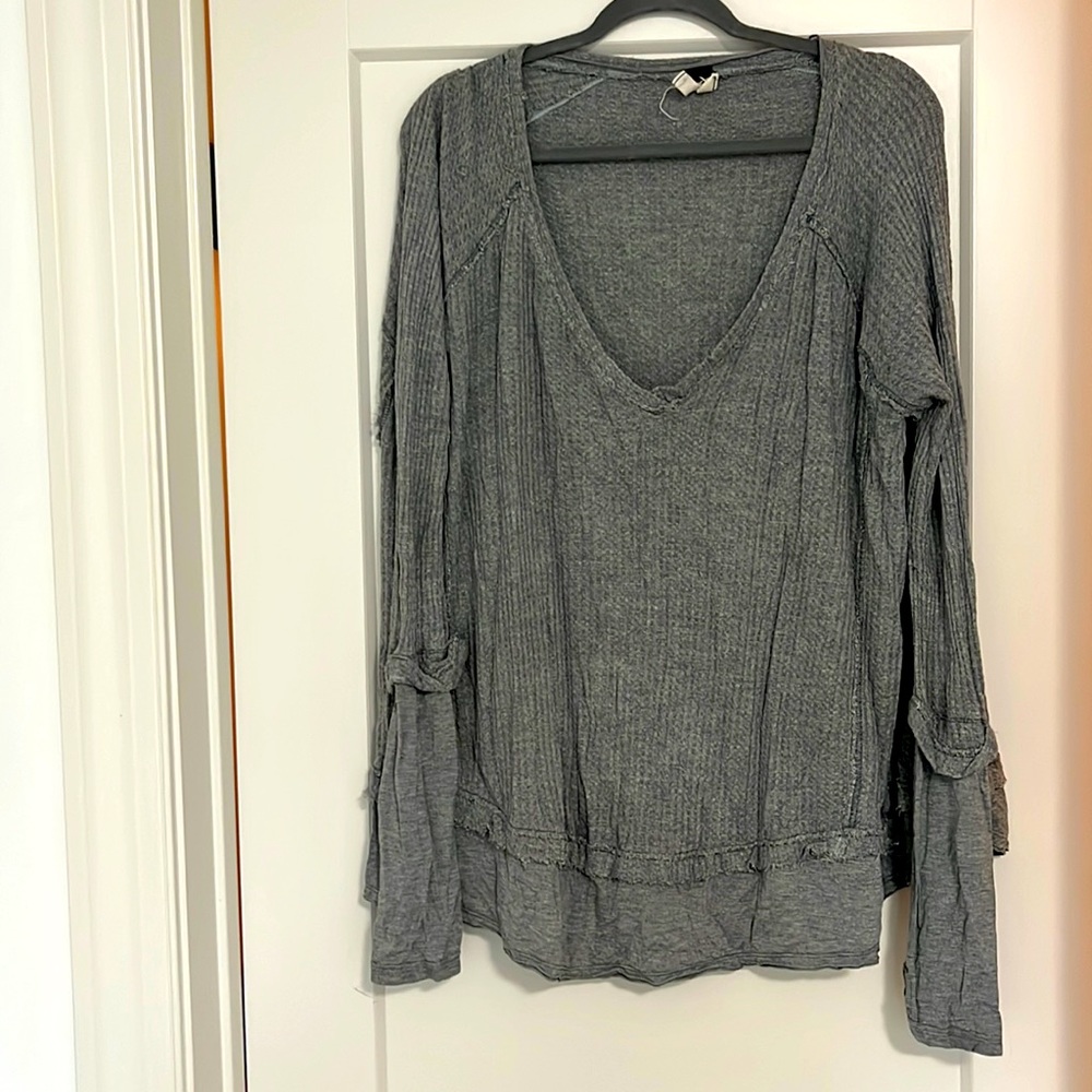 Free People Long Sleeve Gray Shirt
